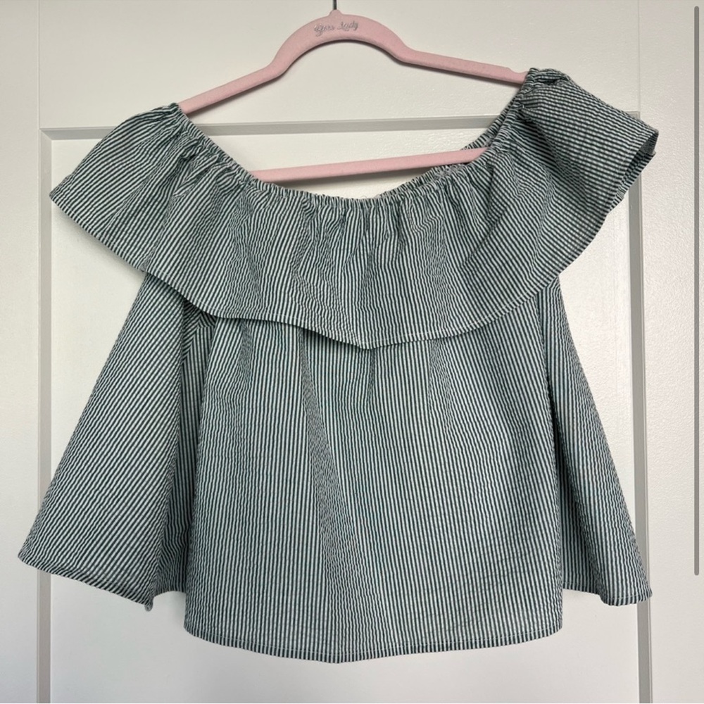 Lauren James Gray Flutter Sleeve Blouse